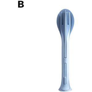 2 Set Draagbare Bestek Bestek Lepel Gebruiksvoorwerp Vouw Spork Vork Tarwestro Servies Picknick Kamp Lepel Mes Vork Lepel 3 in 1