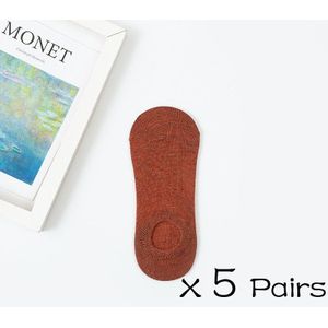 10 Stuks = 5 Pairs Vrouwen Effen Kleuren Onzichtbare Sok Slippers Vrouwelijke Dunne Mode Snoep Kleur Korte Geen Show Low cut Boot Sokken