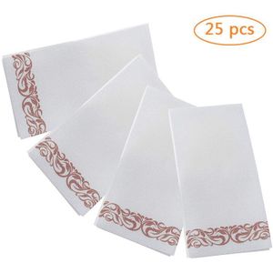 25 Stuks Wegwerp Servetten Handdoeken Rose Goud Zilver Decoratieve Badkamer Folie Papier Voor Etentje Bruiloft Verjaardagslevering
