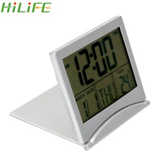 Hilife Wekker Tijd Datum Temperatuur Timer Draagbare Bureauklok Lcd Digital Home Decor Opvouwbare Elektronische Klokken