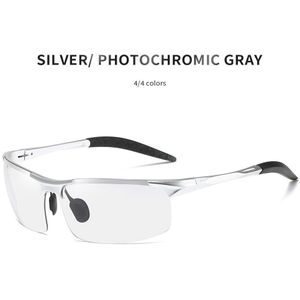 Mens Rijden Meekleurende Zonnebril Met Gepolariseerde Lens Aluminium Sport Zonnebril Voor Mannen Transparante Verandering Grijs Eyewear 5933