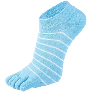 Vrouwen Katoen Vijf Vingers Sokken Sport Ademend Zachte Kleurrijke Gestreepte Midden Buis Crew Teen Sokken Eu 35-40