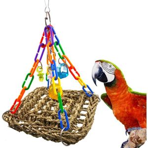 Vogel Foragaing Chew Speelgoed Papegaai Zeegras Mat Met Kleurrijke Onderdelen Voor Oefening