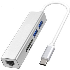 Type-C Om RJ45 100M Netwerkkaart + Sd/Tf Kaartlezer + USB3.0 Hub Hub Converter docking Station