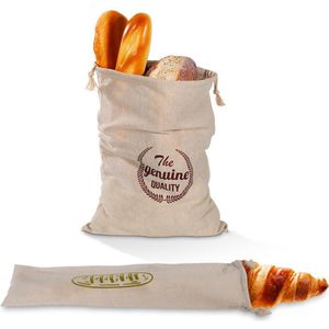2Pcs Natuurlijke Linnen Brood Bagel Opbergtas Grote Herbruikbare Wasbare Tasje Voor Loaf Baguette Zelfgemaakte Artisan Brood