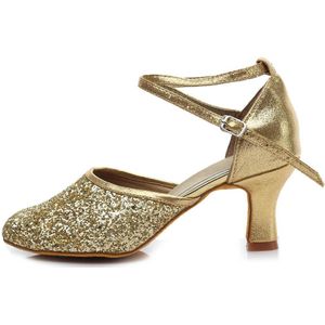 1802-5Golden Hak 7 Cm Latin Dansschoenen Vrouw Meisjes Salsa Ballroom Dansen Schoenen Zapatos De Baile Latino Mujer