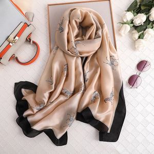 Luxe Zijden Sjaal Vrouwen Eenvoudige Zebra Print Sjaals En Wraps Lange Grote Pashmina Dames Zonnebrandcrème Sjaals Hijab