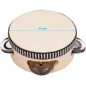 4 Inch Houten Radiant Tamboerijn Tafelbel Handtrommel Met Enkele Rij Reflecterende Drum Hoofd Percussie