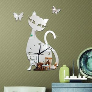 Diy Quartz Wandklok Woonkamer Slaapkamer Wandklok Leuke Zwarte Kat Wandklok