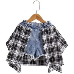 Zomer Kinderen Kinderen Meisjes Denim Shorts Plaid Mode 12 Jaar Oud