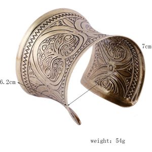 Retro Gesneden Farao Teken Bangle Persoonlijkheid Overdreven Hand Brede Armband Antieke Egyptische Culturele Symbolen Sieraden JY5523