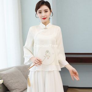 Cheongsam Katoen Linnen Vintage Qipao Shirt Vrouwen Blouse Chinese Traditionele Top Traditionele Chinese Kleding Voor Vrouwen