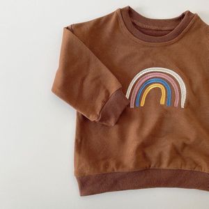 Koreaanse Stijl Herfst Peuters Kids Regenboog Borduren Sweatshirts Casual Baby Jongens Meisjes Lange Mouwen Tops