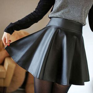 Hoge Taille Faux Lederen Mini Rok Vrouwen Mode Jupe Femme