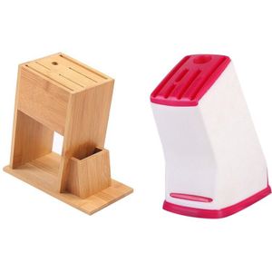 2 Stuks Houder Multifunctionele Opbergrek Gereedschaphouder Bamboe Messenblok Stand Keuken Accessoires, Hout Kleur & Roze