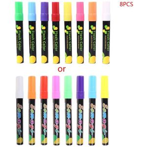 New8 Kleuren Markeerstift Fluorescerende Vloeistof Krijt Marker Neon Pen Voor Led Schrijfbord Bord Glas Schilderen Graffiti Kantoor