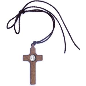 Jesus Cross Ketting Hout Metalen Hanger Sieraden Mannen Womens Katholieke Religieuze