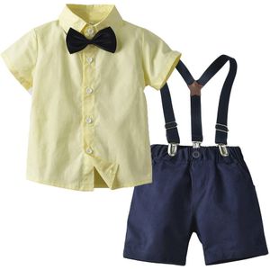 Top En Top Jongens Kleding Set Casual Strikje Korte Mouw Shirts + Jarretel Broek Kinderen 2 Stuks Pak wedding Party Kleding