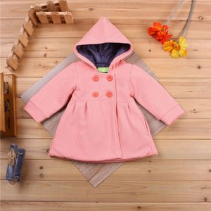 Leuke Causale Baby Meisje Sweatshirt Effen Europese Hooded Warme Jas Voor 12-24M Pasgeboren Baby Winter Bovenkleding jas Kleding