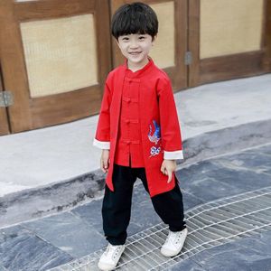 Kids Hanfu Kleding Set Baby Boy Chinese Traditionele Jaar Kleding Borduren Kinderen Jongens Tang Pak Kung Fu Tops Broek