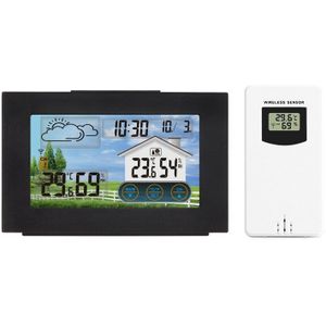Draadloze Weerstation, Indoor En Outdoor Thermometer En Hygrometer, Met Sensor, Lcd Kleur Sn
