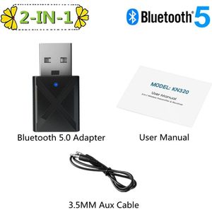 Weevnn Usb Bluetooth 5.0 Zender Ontvanger 4 In 1 3 In 1 2 In 1 Adapter Dongle 3.5Mm Aux voor Tv Pc Hoofdtelefoon Home Stereo Auto