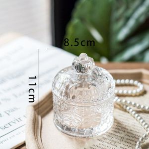 Roman Nordic Crystal Glass Jar Cosmetic Puff Storage Box Cotton Swab Beauty Egg Jewelry Make-up Organizer Candy Can Candlestick