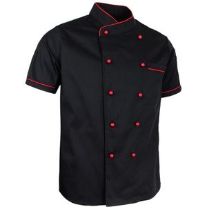 Vrouwen Mannen Duurzaam Chef-kok Jas Jas Double Breasted Hotel Keuken Zomer Dunne Ober Unisex Uniform Korte Mouw Chefwear M- 2XL