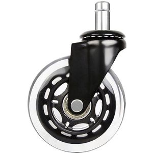 2.5 Inch/3 Inch PU Universele Wiel Borgring Caster Zwart Sterke Dragende Transparante Wiel Bureaustoel Stille Wiel