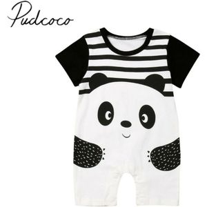 Baby Zomer Kleding Pasgeboren Peuter Baby Jongen Meisje Cartoon Panda Print Romper Jumpsuit Korte Mouw Casual Outfit 0-3T