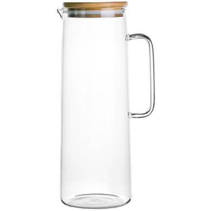 Glas Water Pitcher Transparante Water Karaf voor Koffie Sap Ijs Thee Wijn Drank Dispenser Thee Pot met Bamboe Deksel Drinkware
