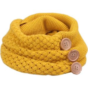 Vrouwen Winter Chunky Haak Knit Circle Loop Infinity Sjaal Met 3 Knoppen Decor Effen Kleur Kraag Halsdoek Sjaal