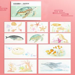 Aquarelpapier 300g beginner schilderen kleurboek kan handgeschilderde manuscript student volwassen kunst illustratie 10 pagina&#39;s met schilderij referentiekaart kopiëren