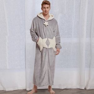 Nachtjapon Vrouwen Mannen Herfst En Winter Lange Dikke Koraal Fluwelen Badjas Liefhebbers Flanel Pyjama Sterren Maan Nachthemd