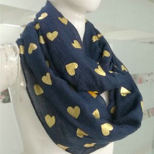 Hart Goud Verijdelen Infinity Sjaal Voor Valentijnsdag Vrouwen Hart Patroon Afdrukken Ring Sjaals Viscose Wrap YG248