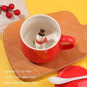 Kerst Mok Creativiteit 3D Cartoon Cup Sneeuwpop Elanden Mokken Koffiebekers Melk Ontbijt Mok Thee Kopjes Water Sap Mok Kantoor levert Kerstboom pinguïn beer beker Grappige en schattige beker Huishoudelijk gereedschap