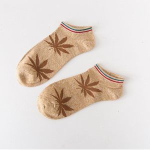 5 Paren/partij Retro Mannen Gekamd Katoen Ankle Sokken Maple Leaf Patroon Gestreepte Mond Creatieve Zomer Herfst Sokken