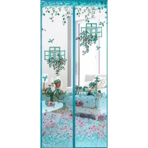 Bloemen Patroon Deur Gordijn Scherm Lange Streep Magneten Glad Sluiting Hoge Desity Dikke Mesh Met Kant Op Top Home Decoratie