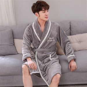 Мужские Халаты Paar Gewaad Herfst En Winter Elegante Badjas Mannen Dikke Flanellen Badjas Pyjama Mannen Warme Home Service