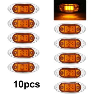 10Pcs 24V Auto Vrachtwagen 6 Led Zijmarkeringslamp Ontruiming Lamp Signal Indicator Lamp Externe Achterlicht Voor trailer Tractor Amber