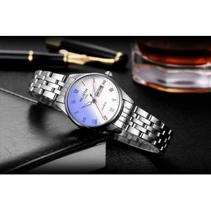 Brand Classic Staal Leer Liefhebbers Lady Mannen Horloge Luxe Quartz Horloge Dubbele Kalender Waterdichte Voor