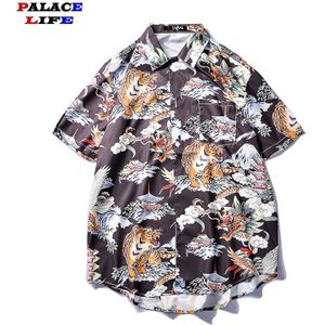 Ukiyo-e Dragon Tiger Print Hawaiian Shirts Mannen Casual Aloha Strand Tropische Hawaii Overhemd Zomer Korte Mouwen Button Down tops