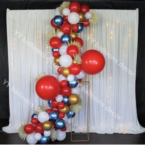 107Pcs Latex Red Chrome Goud Blauwe Ballon Krans Set Multi-Size Ballonnen Keten Set Bruiloft Verjaardag Party Global decoraties