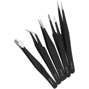 Elektronica Pincet Kit Met Zak Non-Magnetische Gebogen Pincet Voor Wenkbrauw