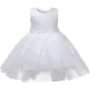 Wit Sequin Lace Meisje Jurk Zuigeling Doop Gown Pasgeboren Pageant Doopjurk Voor Party Wedding 1 Jaar Verjaardag Jurk