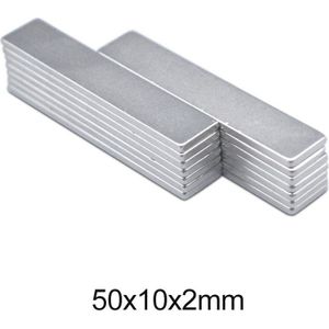 5 ~ 60 Pcs 50X10X2 Sterke Zeldzame Aarde Magneet Dikte 2 Mm Blok Rechthoekige Neodymium Magneten 50X10X2 Mm Strip Magnetische 50*10*2
