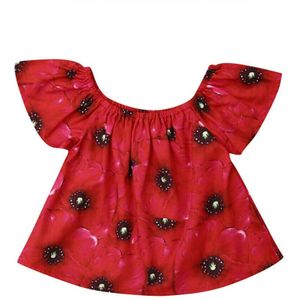 Citgeett Zomer Rode Peuter Infant Baby Meisjes Off Shoulder Bloemen Tops T-shirt Outfit Kleding