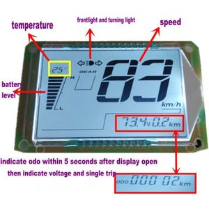 Snelheidsmeter elektrische fiets scooter LCD display 48v60v72v met snelheid batterij niveau indicator knipperlichten wit blauwe achtergrond