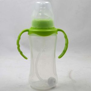 240 ml PP Baby Flessen en Tepels met Handvat Plastic Anti-koliek BPA Gratis Fles met Stro voor Baby voeden