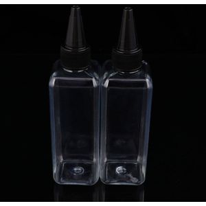 15Pcs 100Ml Vierkante Haarverf Flessen Clear Plastic Haarkleuring Fles Opslag Fles Wees Mond Container (Met zwarte Mond)